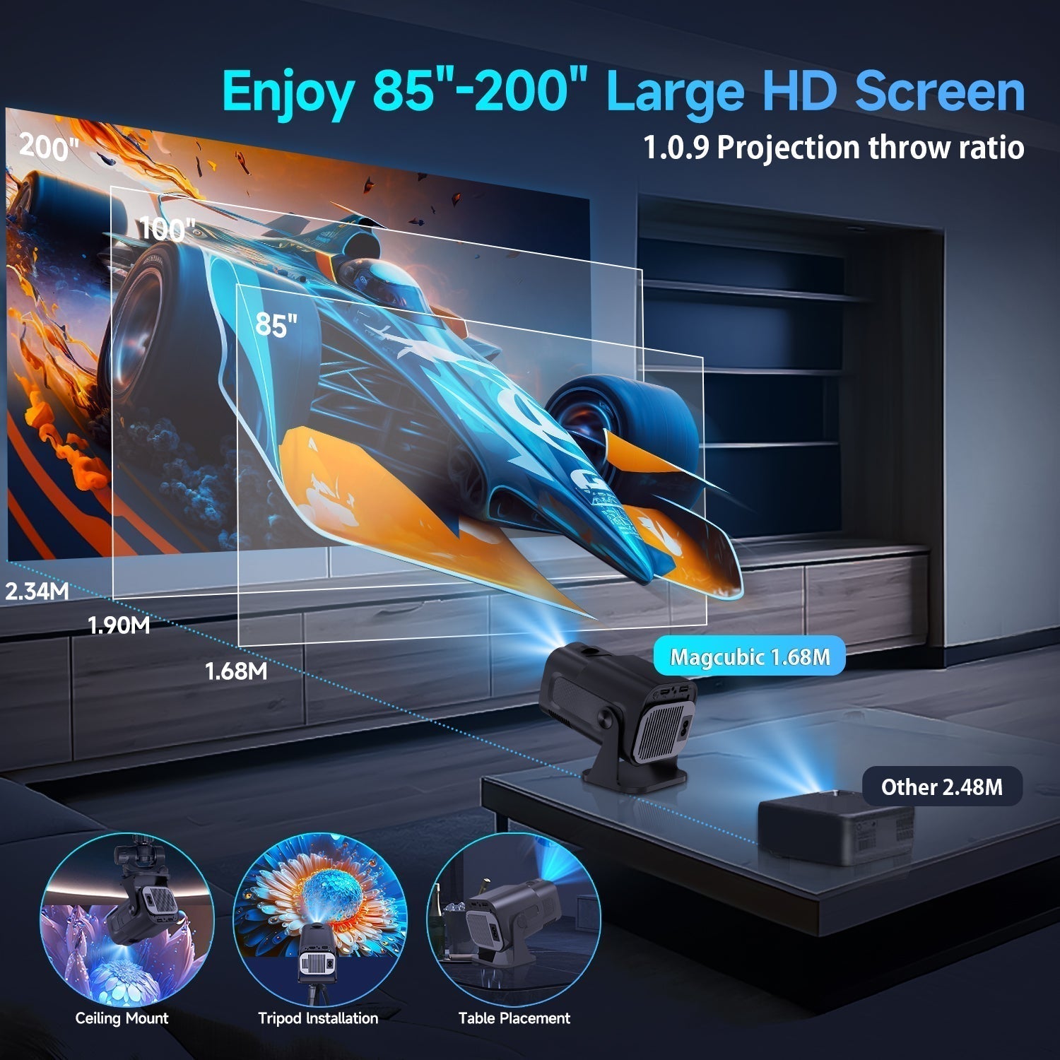 Novo Projetor Mini NovaCrest 4K Melhorado para Uso Doméstico