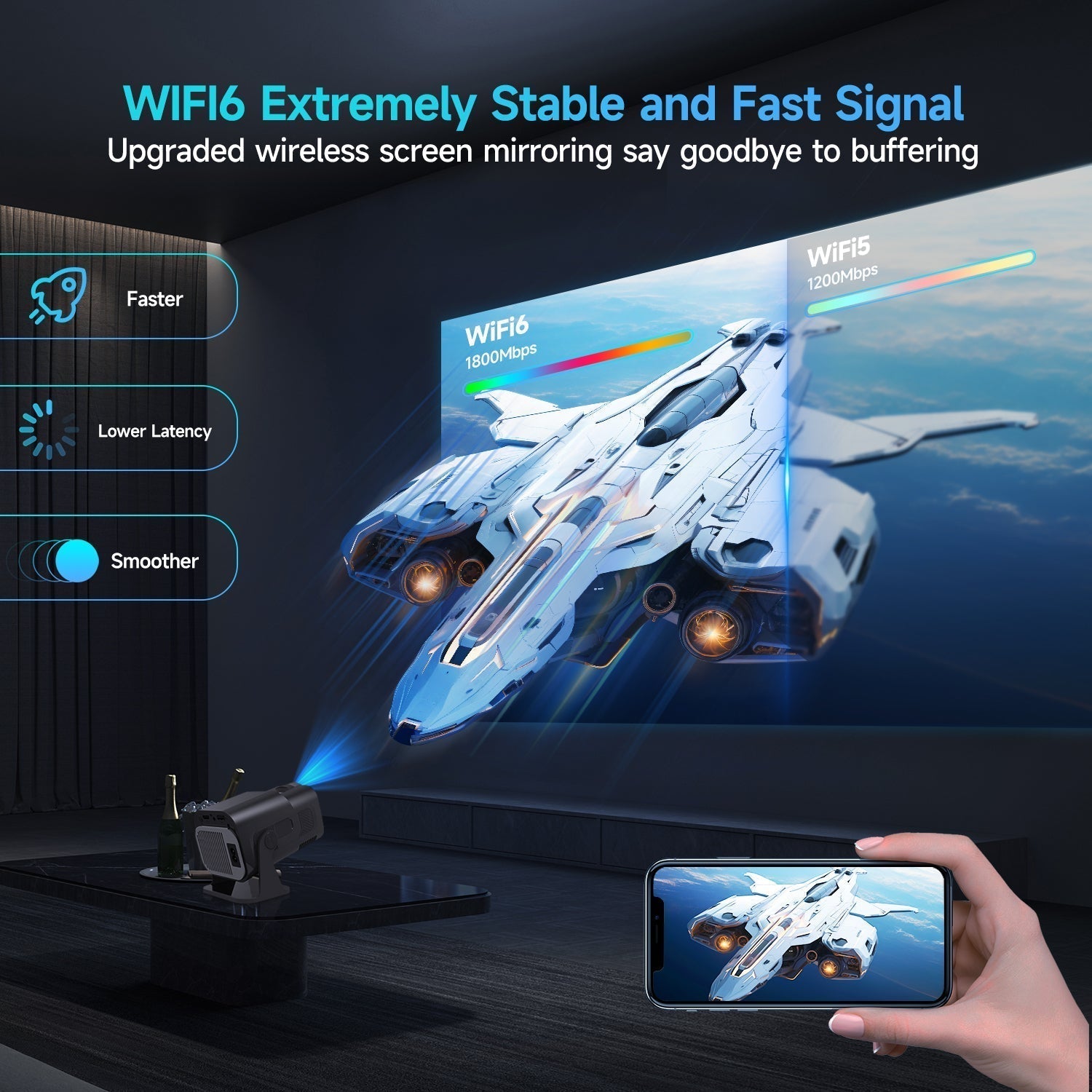 Novo Projetor Mini NovaCrest 4K Melhorado para Uso Doméstico