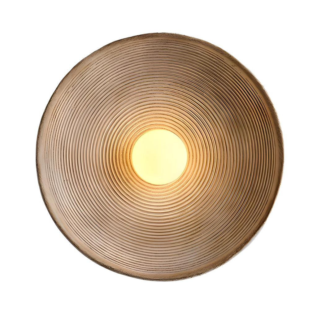 Aplique de pared retro de cerámica estilo japandi - lámpara de diseño redonda de resina