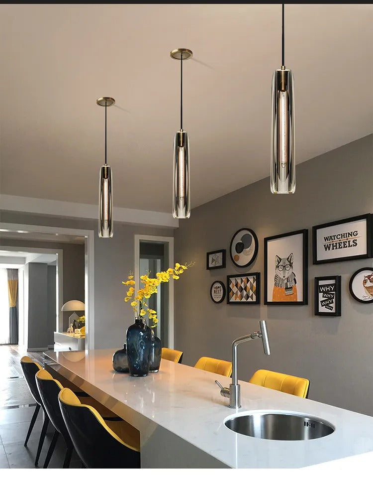 Single Benine - Lampu Gantung LED Kristal K9 dan Tembaga Penuh Pasca Moden