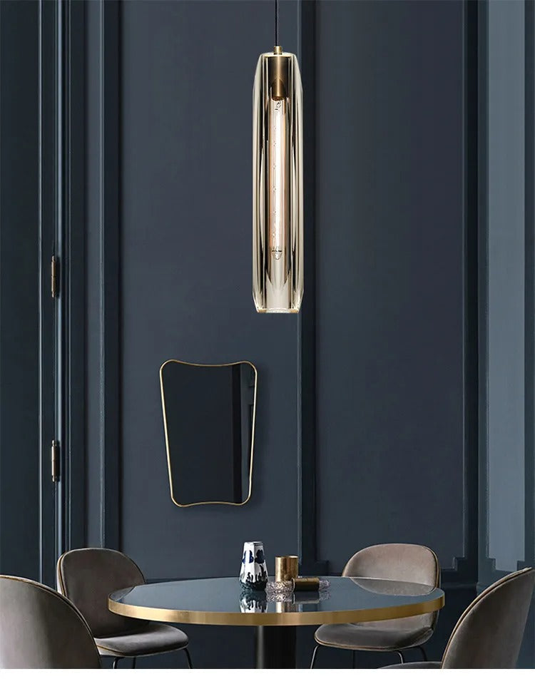 Single Benine - Lampu Gantung LED Kristal K9 dan Tembaga Penuh Pasca Moden