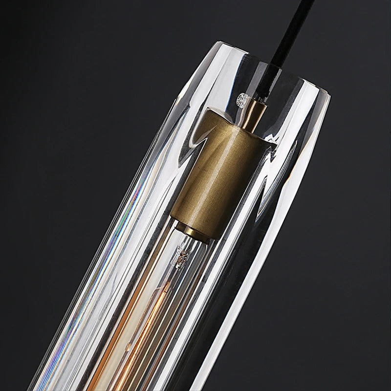 Single Benine - Lampu Gantung LED Kristal K9 dan Tembaga Penuh Pasca Moden