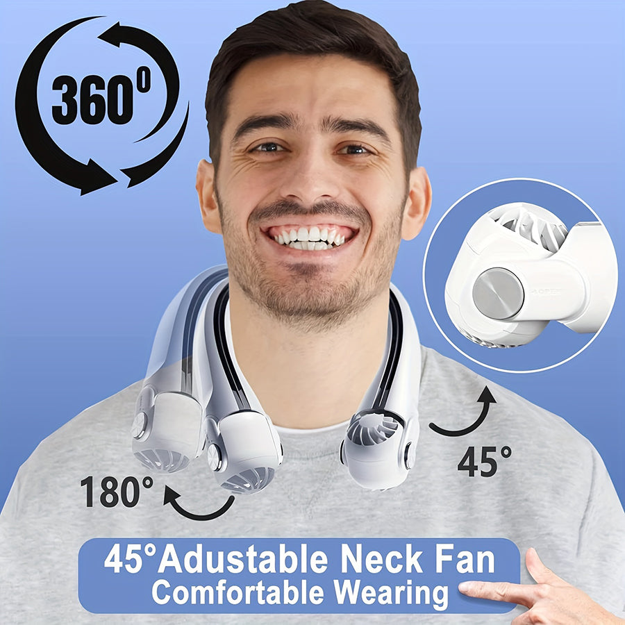 Ventilateur de cou portable avec directions de vent réglables à 45 degrés
