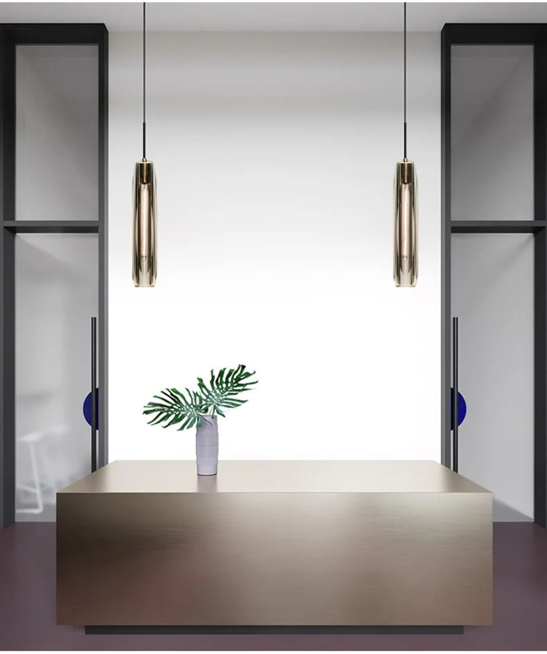 Single Benine - Lampu Gantung LED Kristal K9 dan Tembaga Penuh Pasca Moden