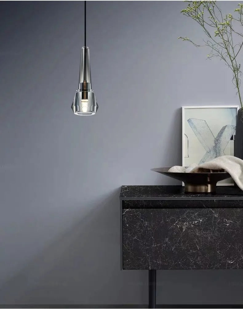 Single Benine - Lampu Gantung LED Kristal K9 dan Tembaga Penuh Pasca Moden