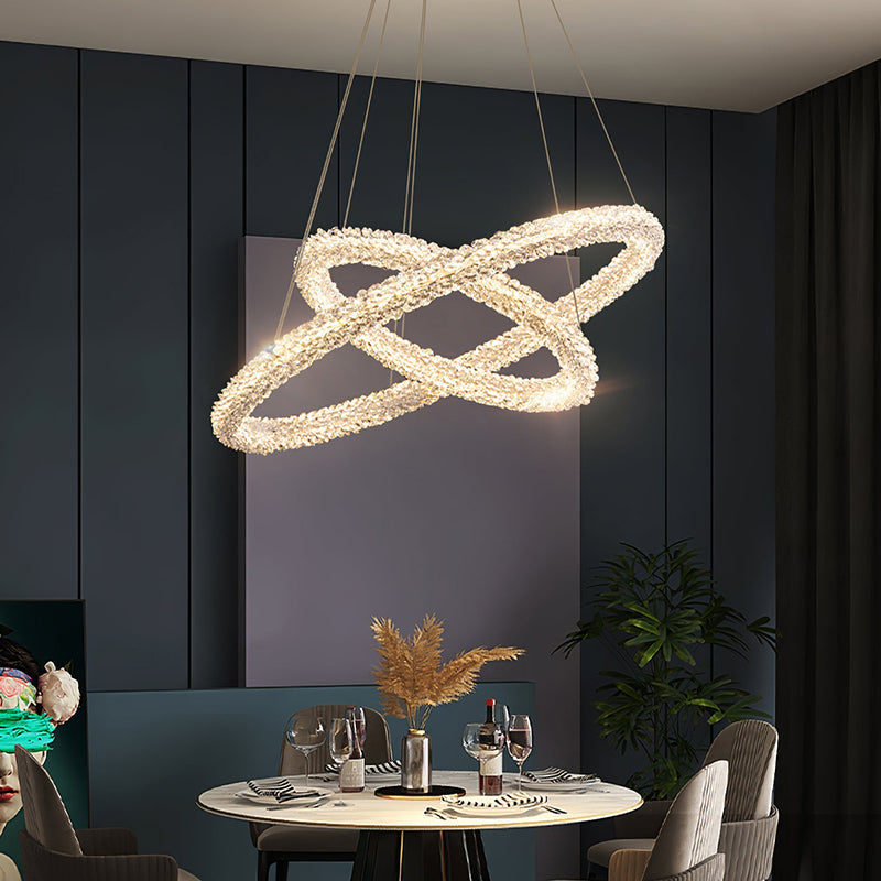 Kristy art déco csillár — fém- és kristályszerkezet, 1/2/3 gyűrűs változatok