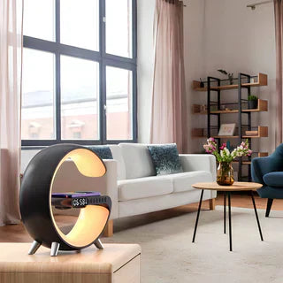 Smart väckarklocka - Bluetooth-högtalare - 15W trådlös laddare - RGB stämningsljus - Vit och svart