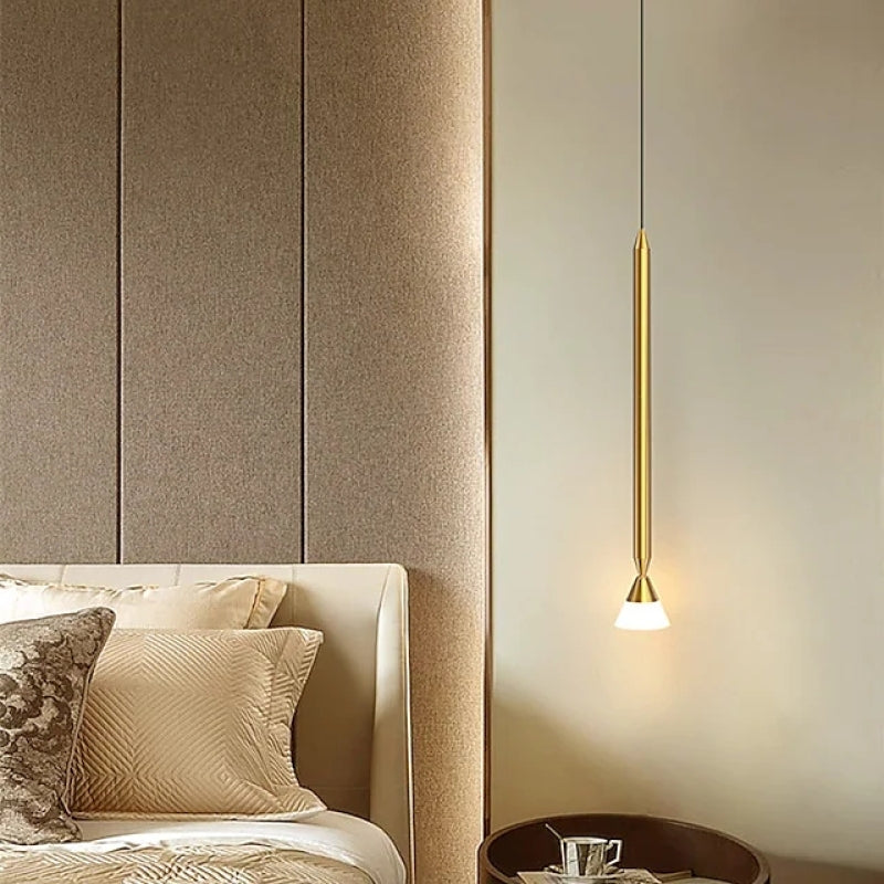 Auri Linear Metal Pendant Light Bedside, Black & Gold - Neutralighting