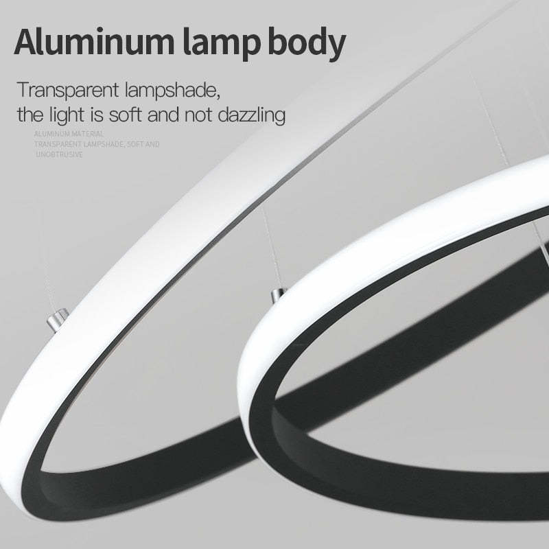 Zin Modern Ring Pendant Light — DImmable Ceiling Fixture, 2/3/4 Rings