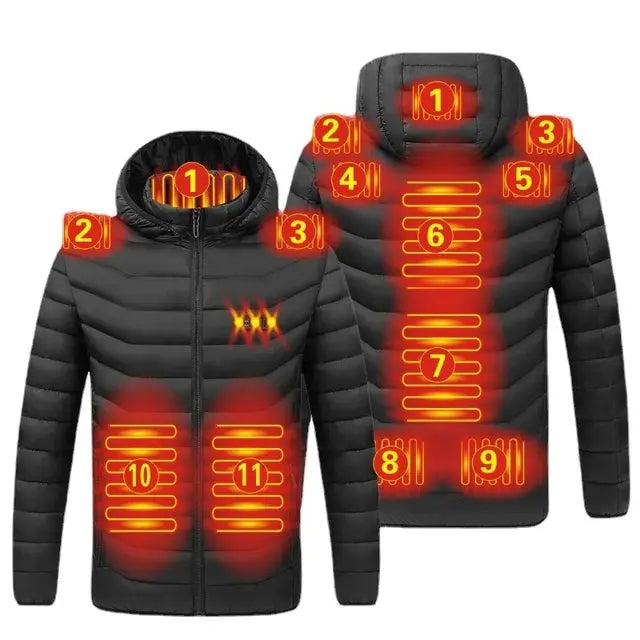 Elektrisch verwarmd hoodie-jack met 11 verwarmingszones