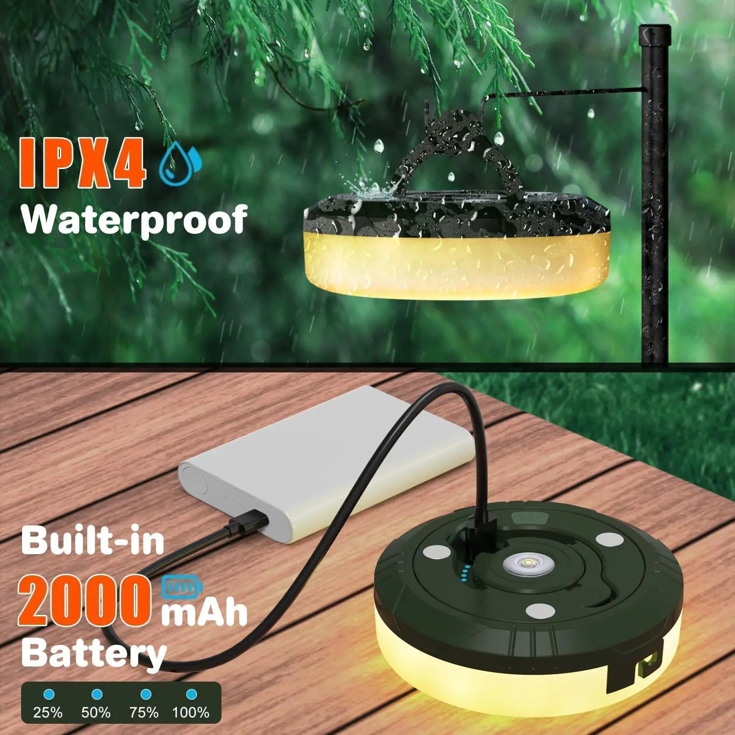 Luci da campeggio a 4 in 1 SummitBeam con 8 modalità di illuminazione