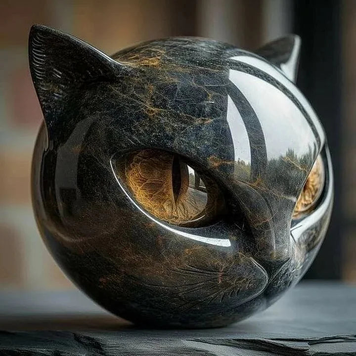 Luna Craft NoirCat Skulptur Sort Kattehoved med Hypnotiske Øjne