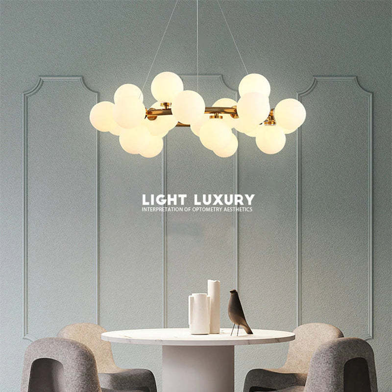 Lampadario a bolle in vetro dorato Bass Valentina