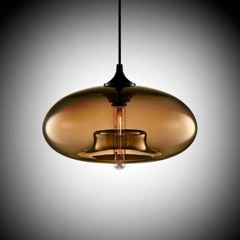 Valentina Modern Bread Shaped Glass Pendant Light, 6 Colour - Neutralighting
