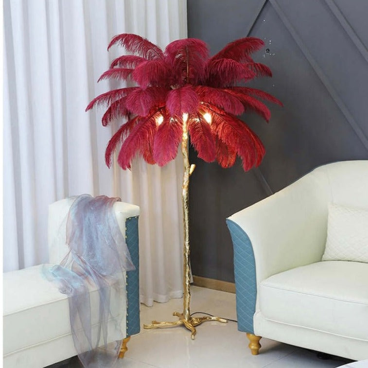 O'Moore Luxury Ostrich Feather Floor and Table Lamp - Nordic Warm Light