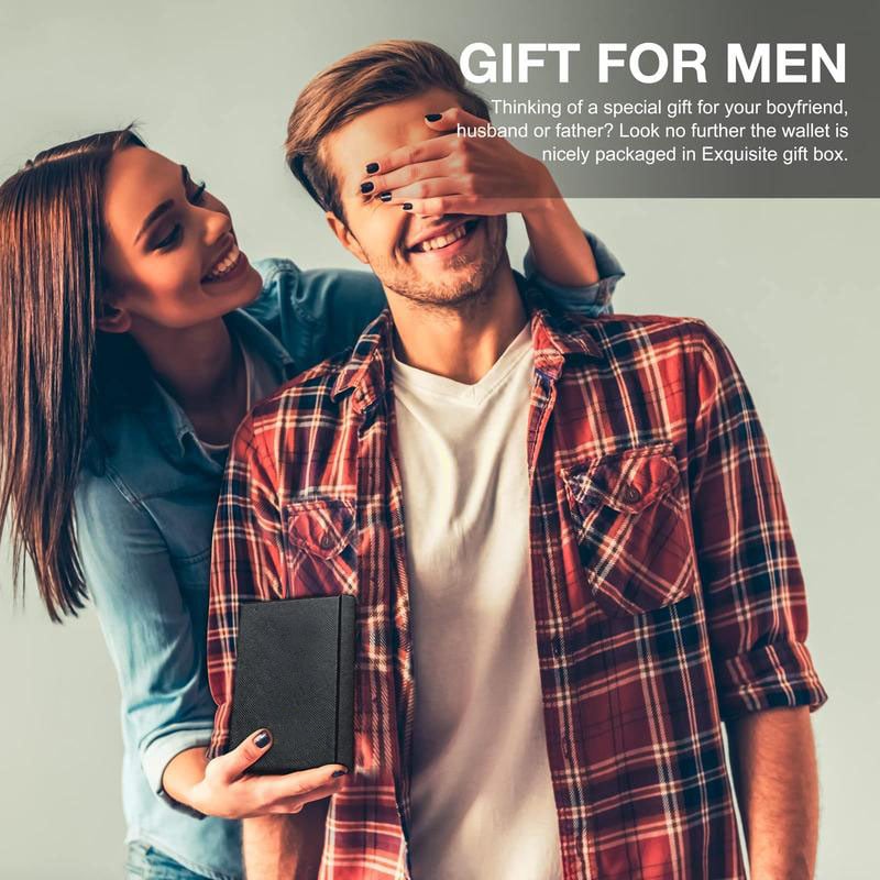 Cartera delgada AeroLuxe para hombre con protección RFID, tarjetero de cuero negro