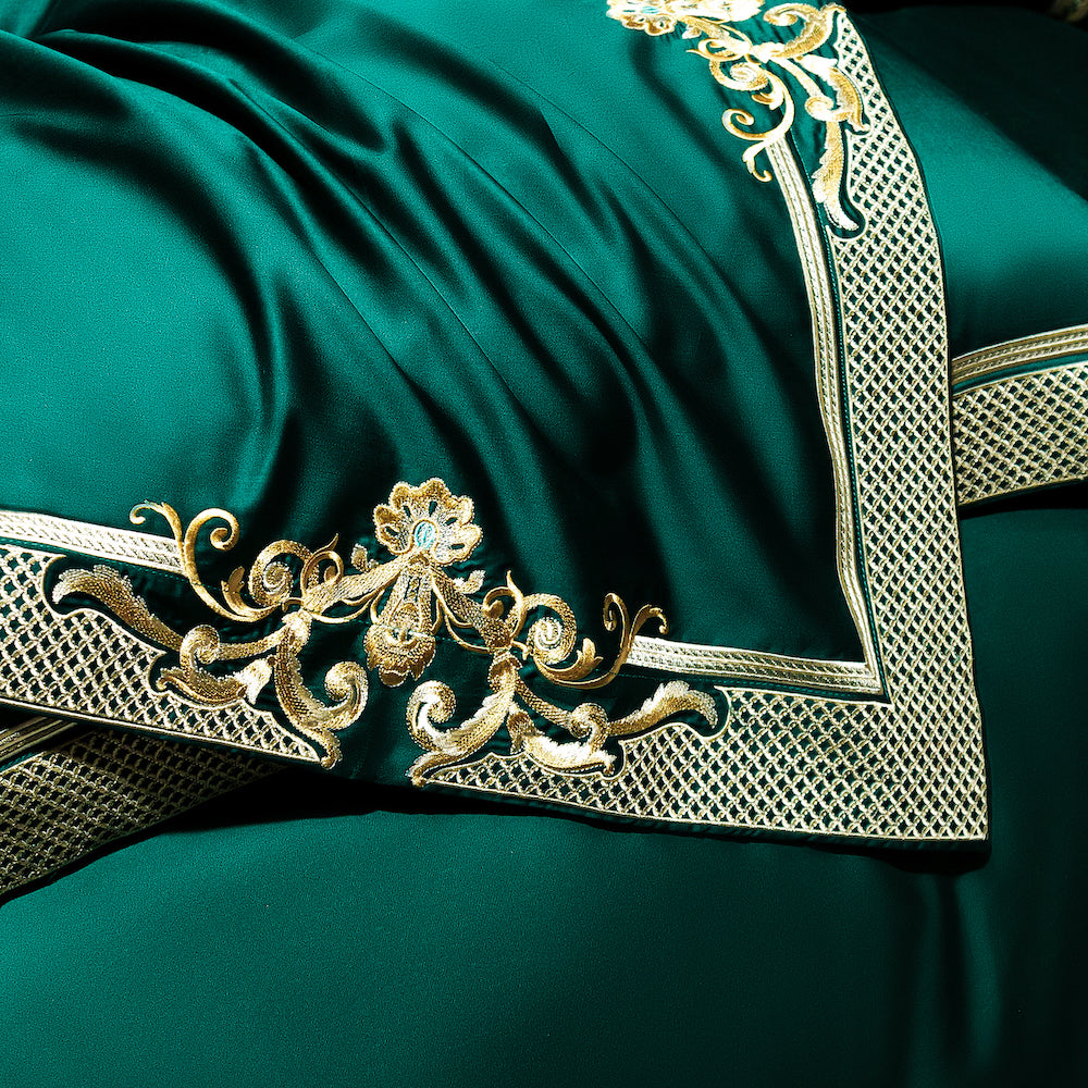 Smaragdzöld arany jacquard ágyneműhuzat garnitúra