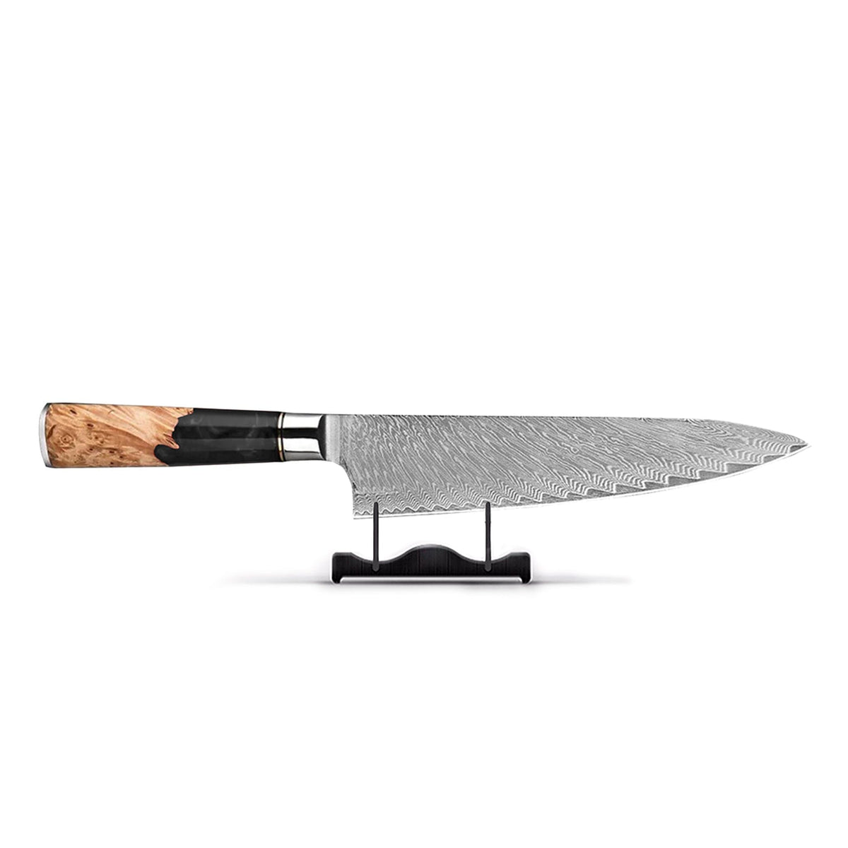 Coltello da chef damasco – acciaio forgiato a mano a 67 strati, 20 cm, manico in legno burl
