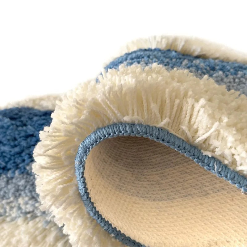 蔚蓝漂流海浪绒面地毯 柔软防滑地垫