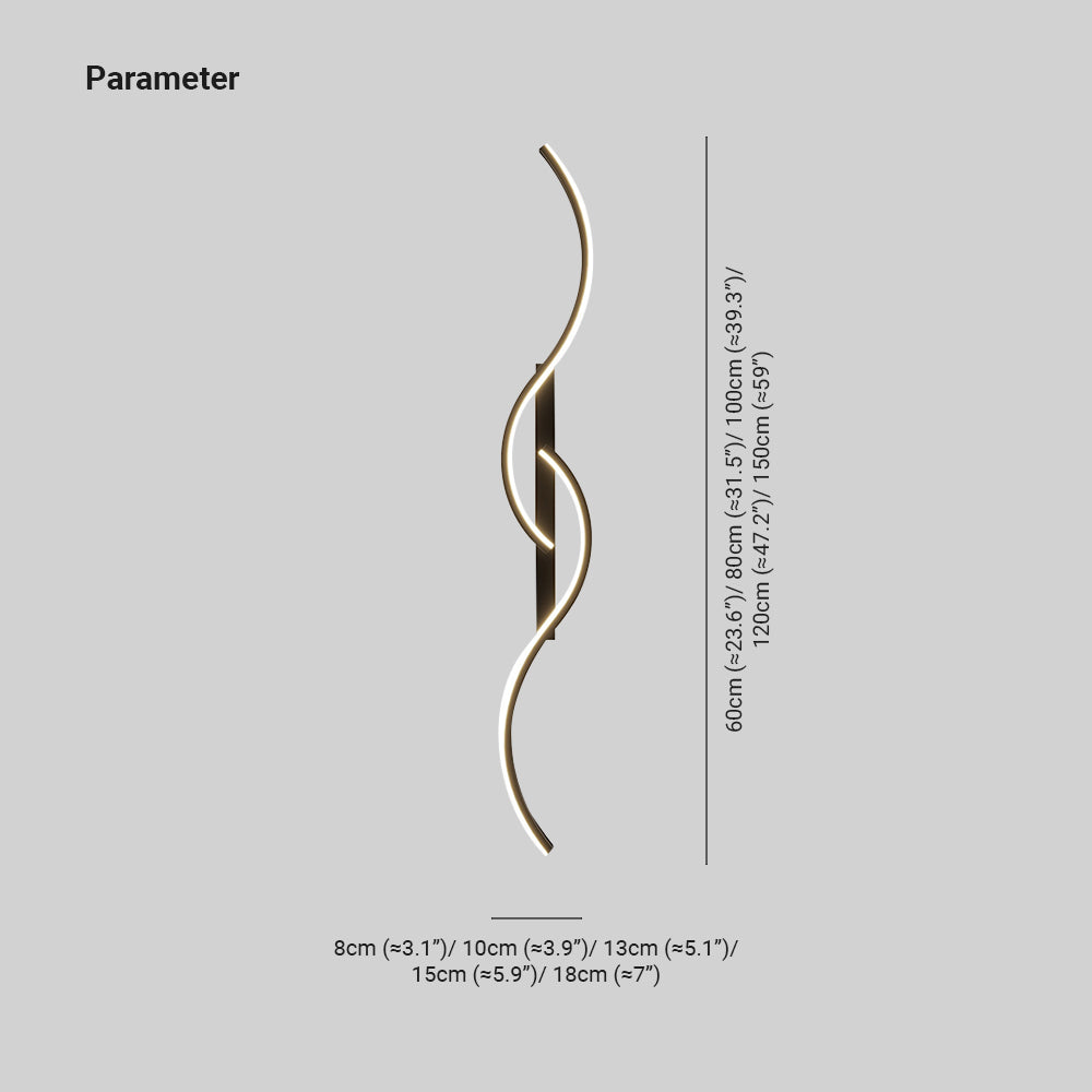 Lumor Modern Linear Wave Wall Lamp — Black & Gold, Dimmable