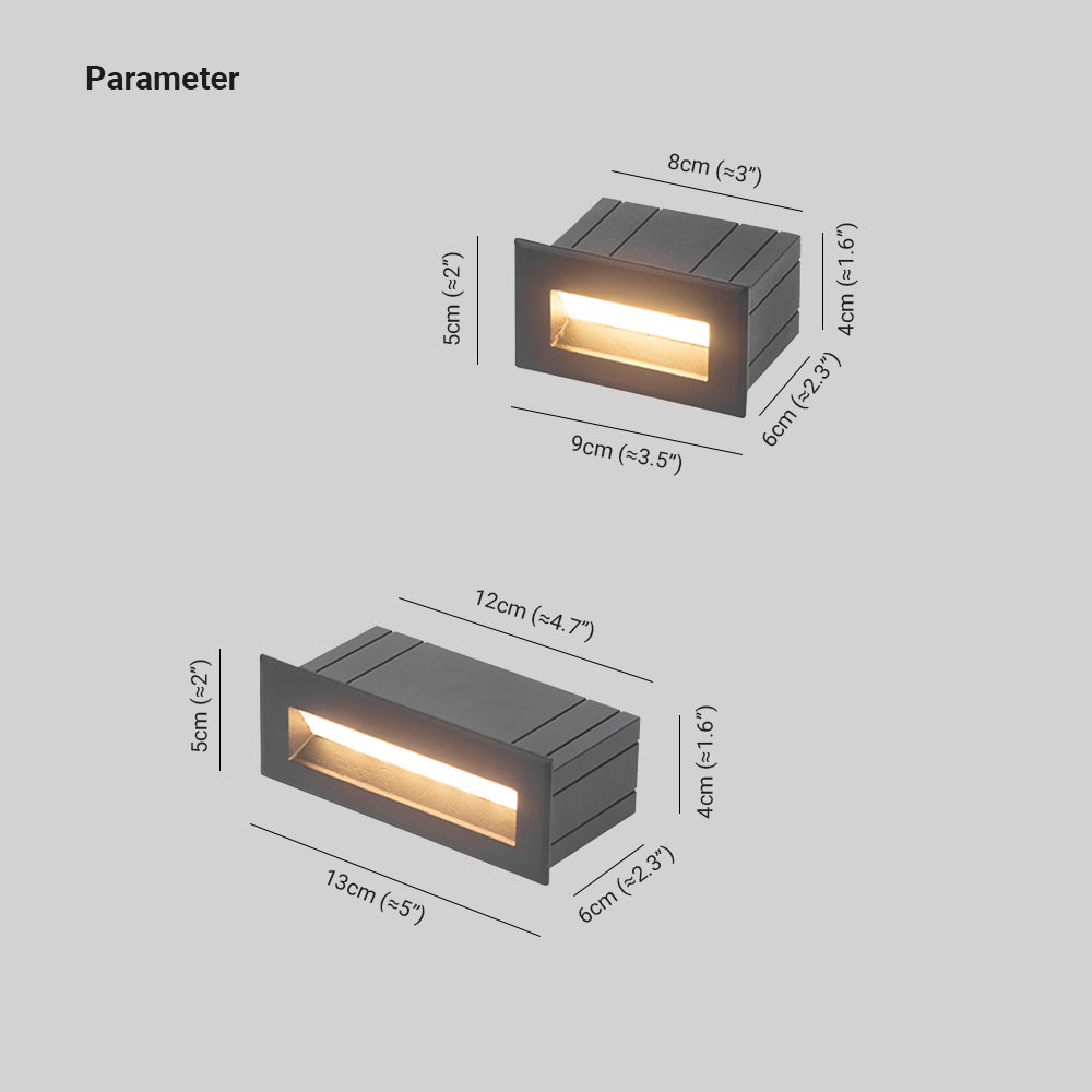Ray Deck & Step Light, Modern Rectangular Metal, Black