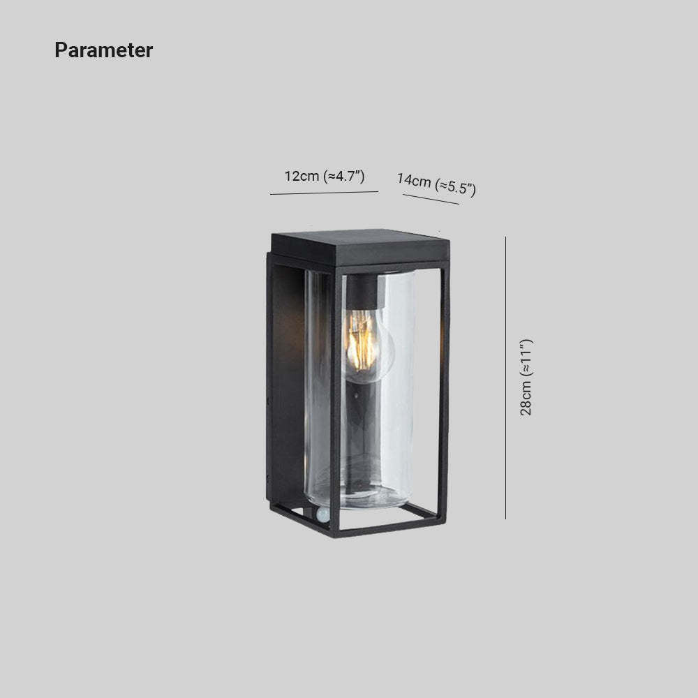 Lampada solare rettangolare da parete Ray — impermeabile IP65, paralume in vetro, lampadina LED a luce calda inclusa
