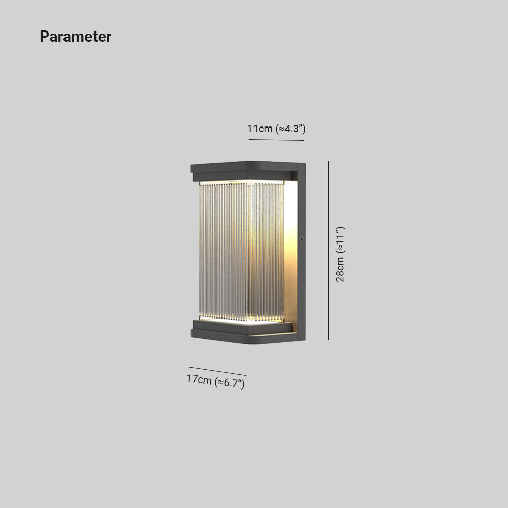 Ray minimalistisk rektangulær udendørs væglampe i glas — sort, IP65-klassificeret, pære inkluderet