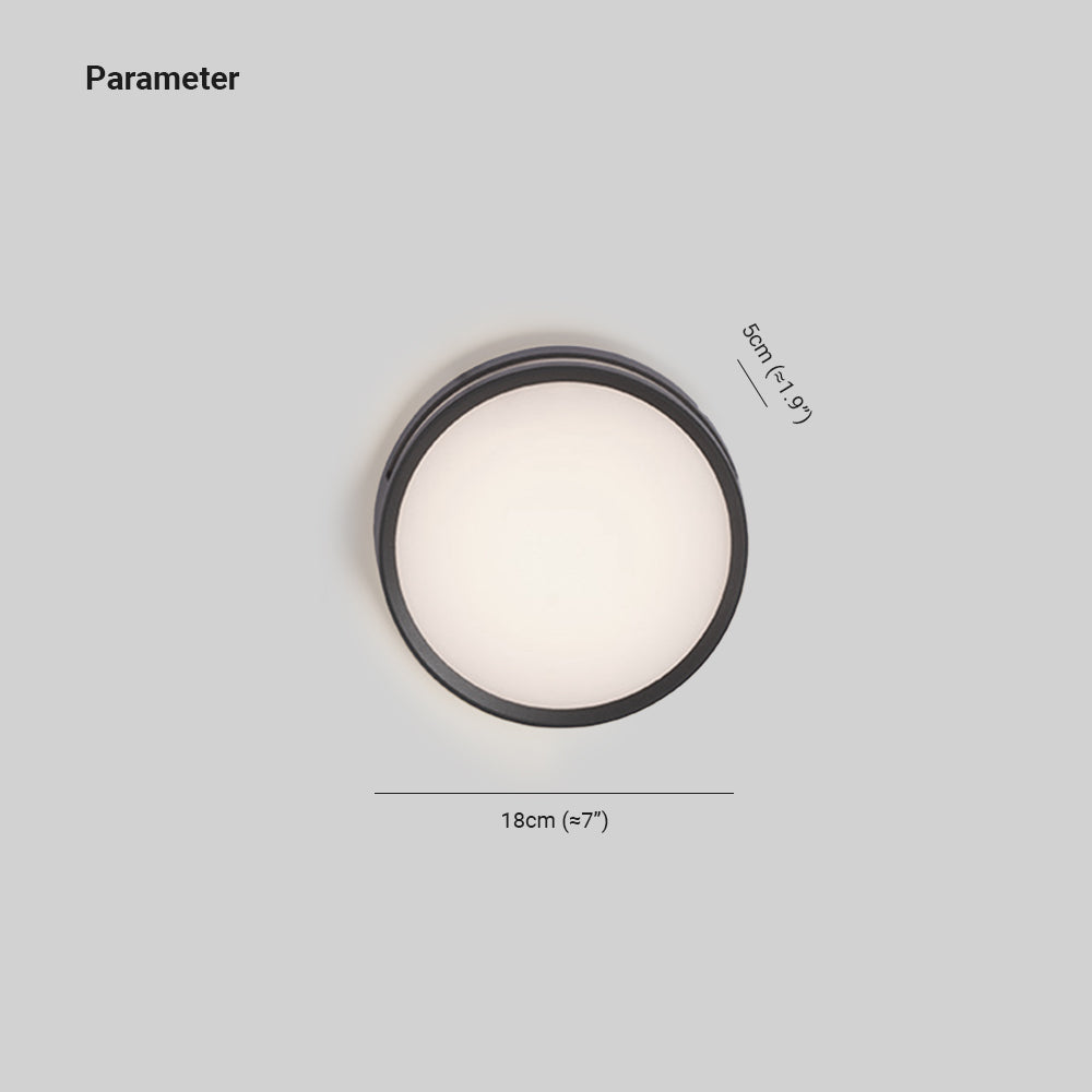 Ray モダンラウンドメタルウォールランプ — IP65防水、電球付き、暖色LED、ブラック