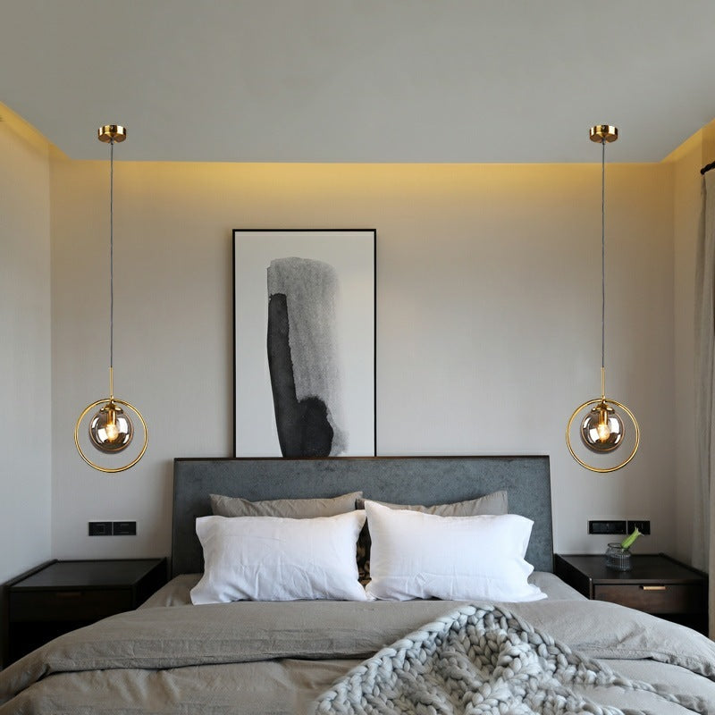 Zoey Glass Pendant Light with a Metal Ring - Neutralighting