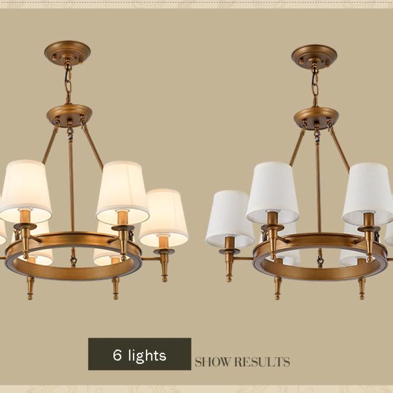 Silva Vintage Ring Chandelier — Metal and Fabric Accents, Black and Copper