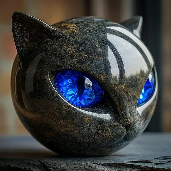 Luna Craft NoirCat Skulptur Sort Kattehoved med Hypnotiske Øjne