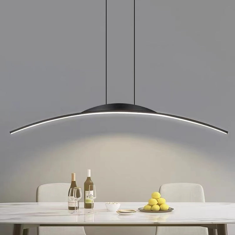 Floa Minimalist Linear Pendant Light — Remote Control, Metal Arc Design