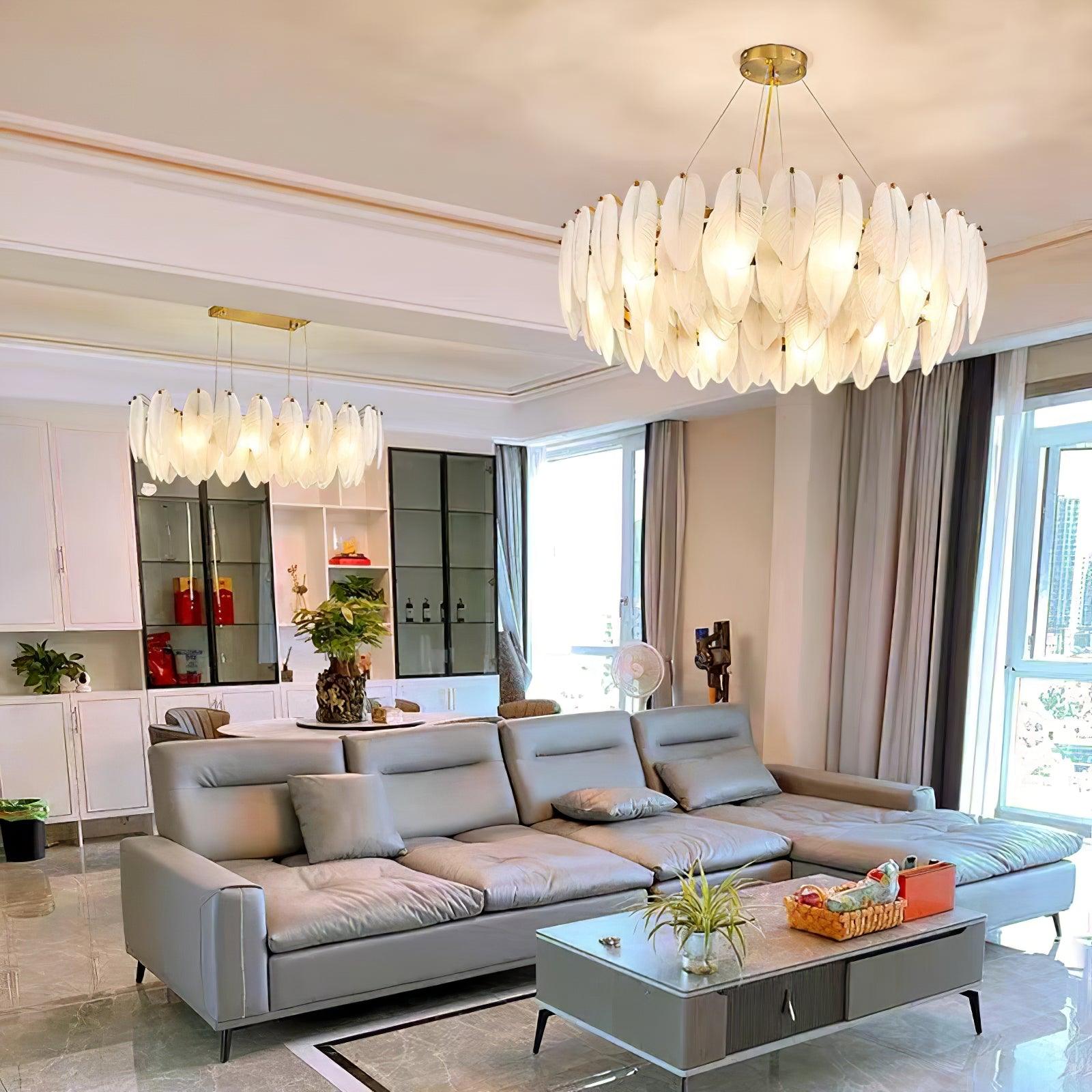 ثريا رافيل الزجاجية المزينة بالريش | أورنتلي