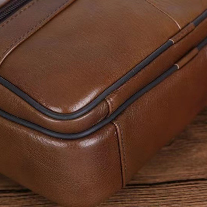 Sac bandoulière en cuir pour homme HarborLine avec sangle réglable en cuir de vache véritable