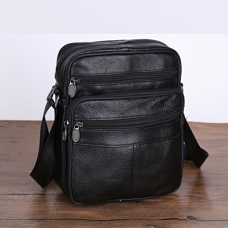 Sac bandoulière en cuir pour homme HarborLine avec sangle réglable en cuir de vache véritable