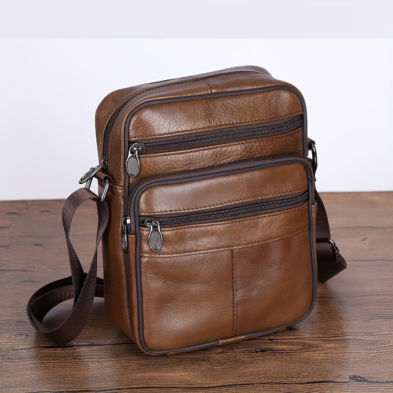 Sac bandoulière en cuir pour homme HarborLine avec sangle réglable en cuir de vache véritable