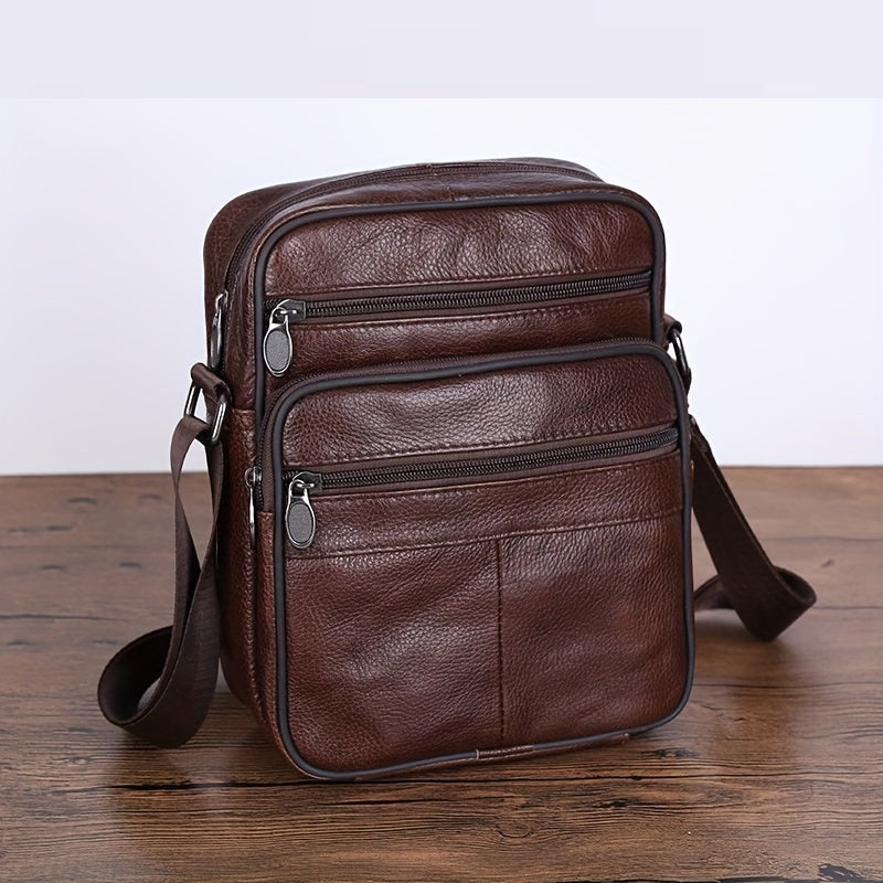 Sac bandoulière en cuir pour homme HarborLine avec sangle réglable en cuir de vache véritable