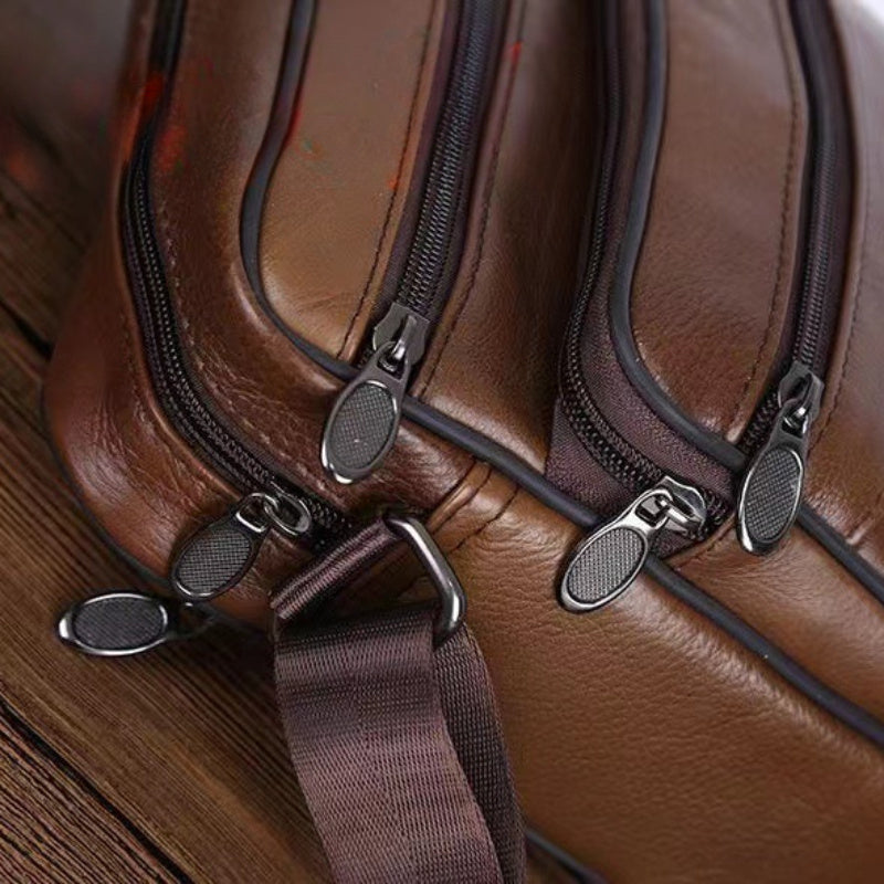 Sac bandoulière en cuir pour homme HarborLine avec sangle réglable en cuir de vache véritable