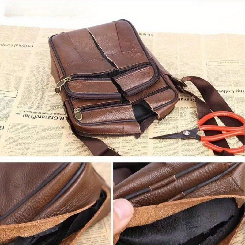 Sac bandoulière en cuir pour homme HarborLine avec sangle réglable en cuir de vache véritable