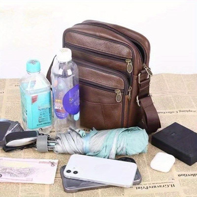 Sac bandoulière en cuir pour homme HarborLine avec sangle réglable en cuir de vache véritable