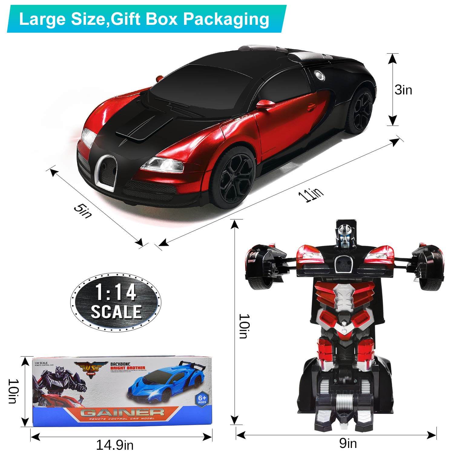 SwiftBolt Fernsteuerbares Transformierendes Roboterauto-Spielzeug