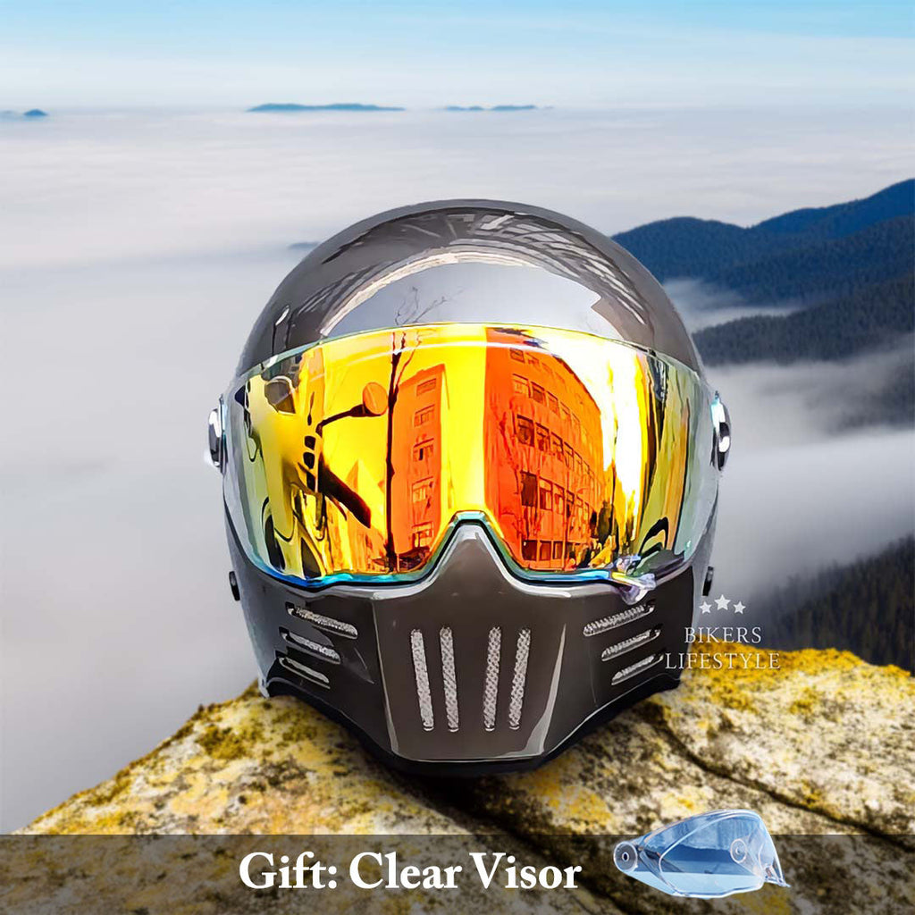 AeroShield Volledig Gezicht Cruiser Motorhelm Met Rode Vizier DOT En ECE Goedgekeurd