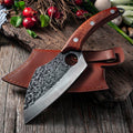 Coltello Mannaia Multiuso Forgiato a Mano da 6" con Fodero in Pelle