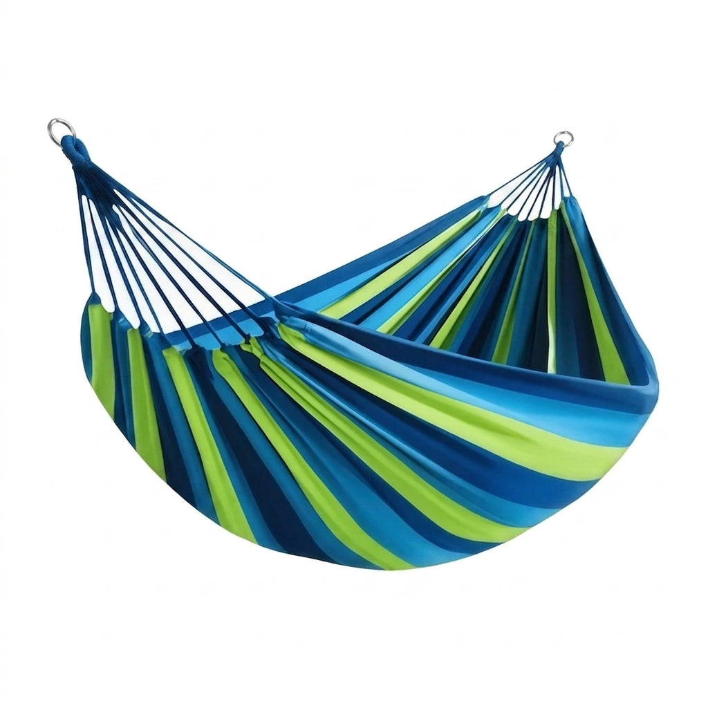 Rede dupla de algodão — cama suspensa às riscas, 260×150 cm