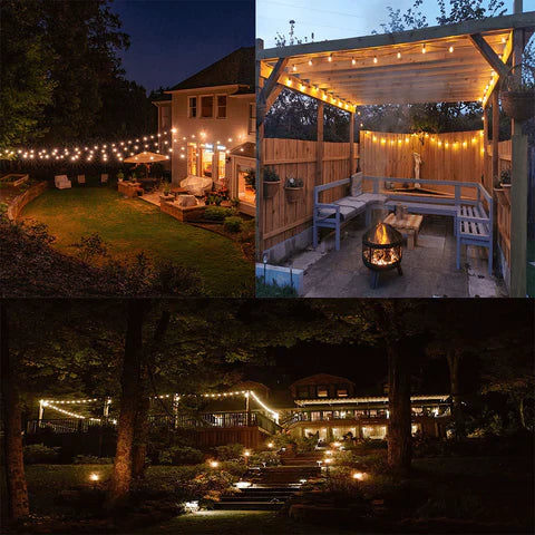 أضواء سلسلة خارجية مقاومة للماء قابلة للتوصيل بمقبس LED لون أبيض دافئ للاستخدام الشاق