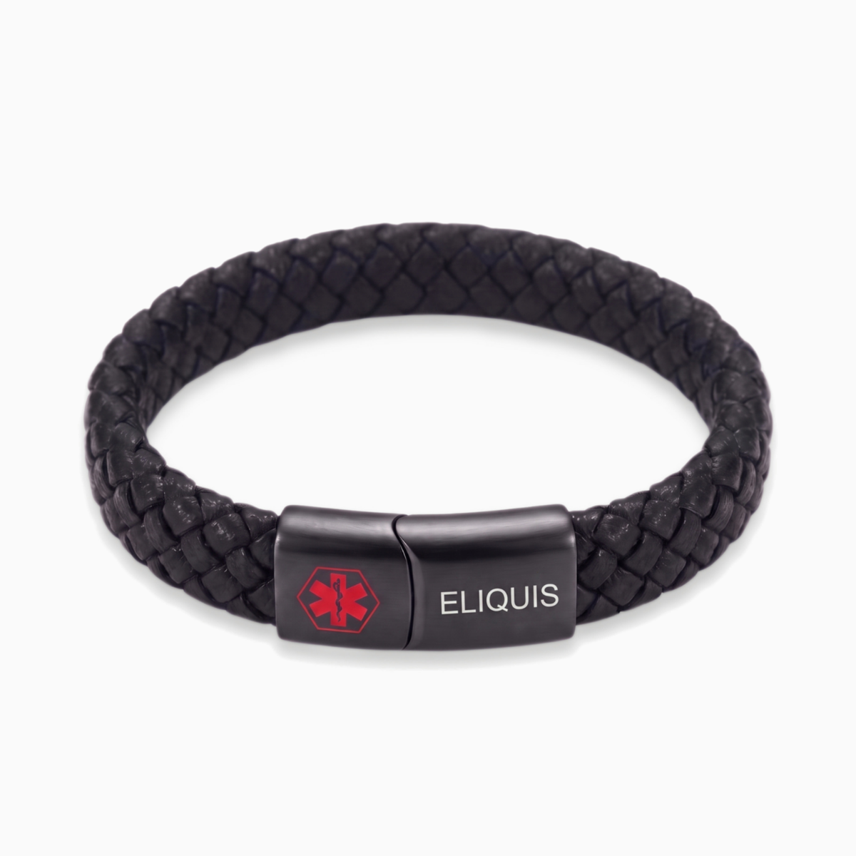 Eliquis medical alert bracelet in black
