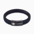 Eliquis medical alert bracelet in black and blue