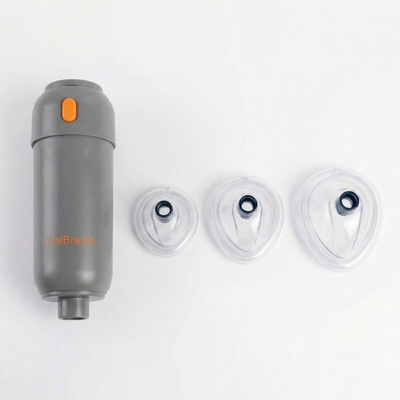 Handheld suction device shown with toddler, child and adult masks on a white background