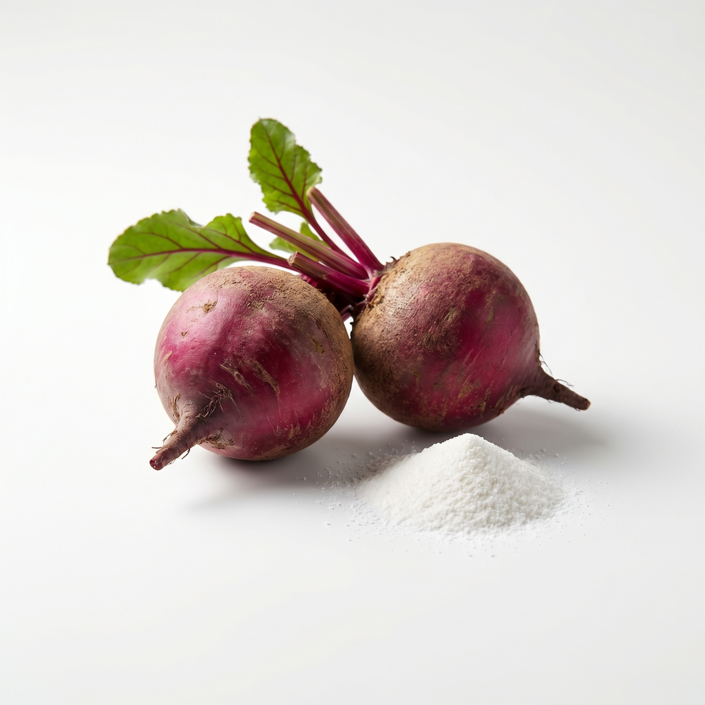 Fresh beetroots with white TMG powder
