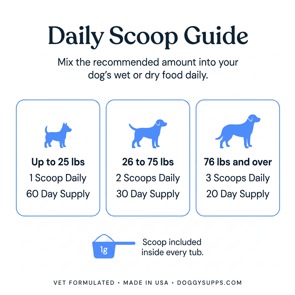 Daily scoop guide chart by dog weight